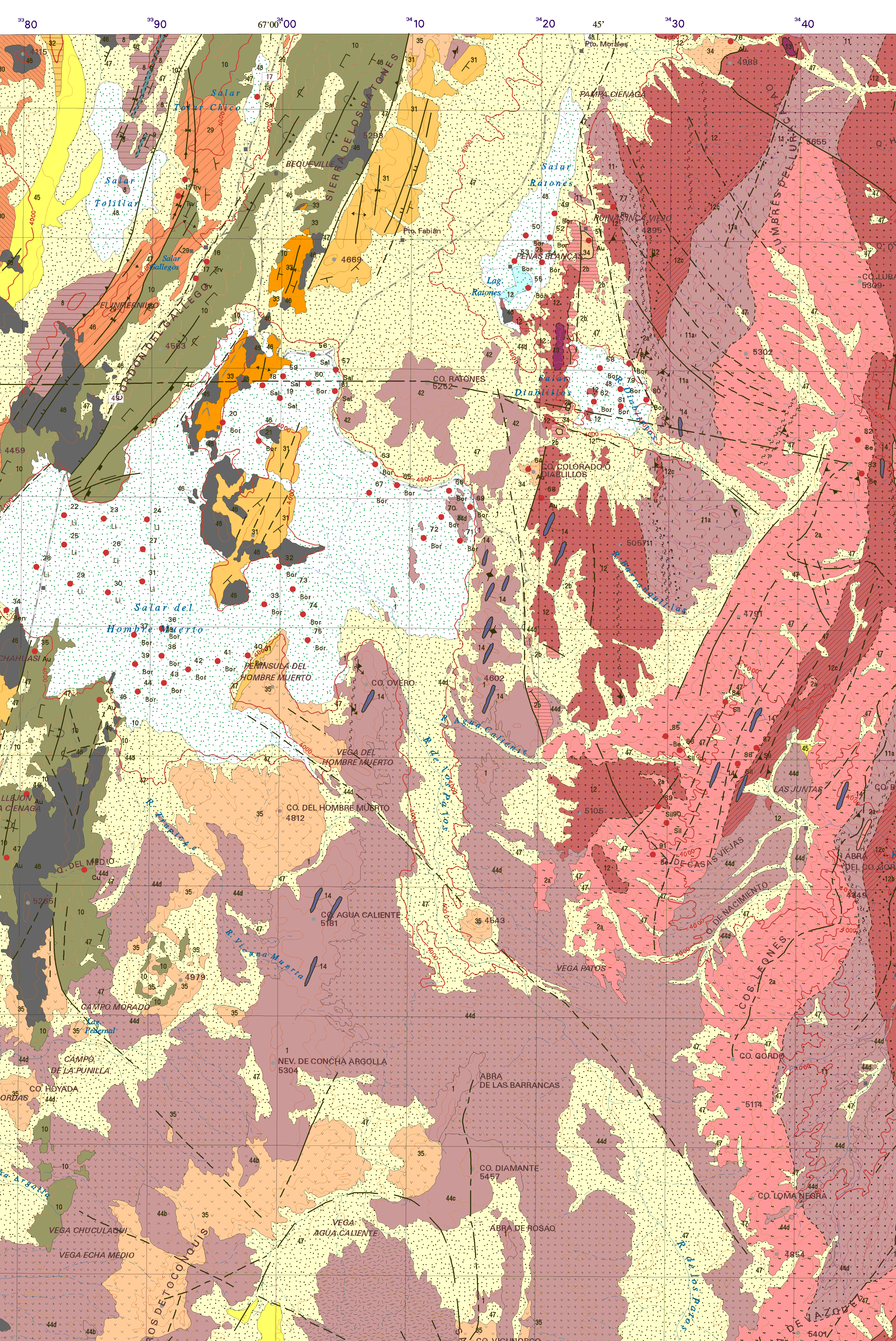 MAPA GEOLOGICO DEL SECTOR SALAR DE HOMBRE MUERTO, CATAMARCA